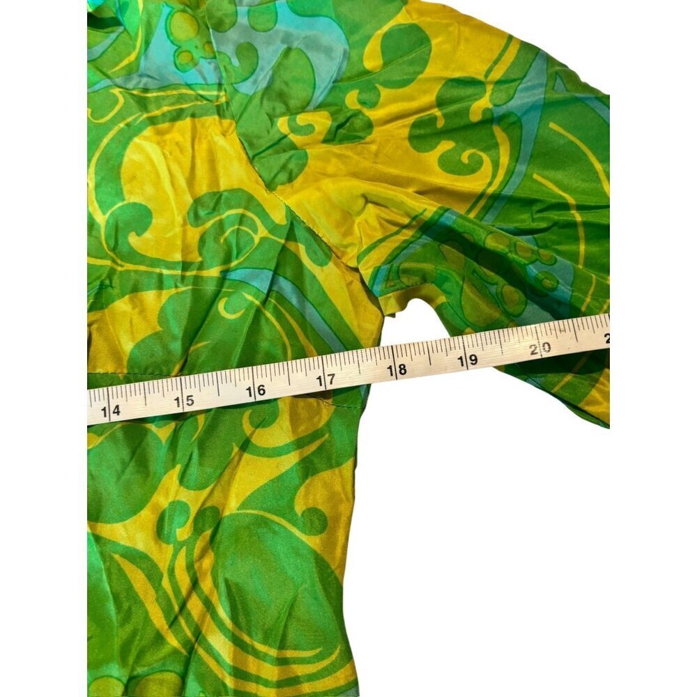 Vintage St. Vincent Women's Blue, Yellow & Green Longsleeve Dress - Picture 4 of 7